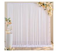Wedding backdrop fabric Wrinkle Chiffon Backdrop Curtain for Wedding Party 5×10ft Slight Glimmer Sheer Drapes Birthday Stage Decoration(White,5X7FT(1.5MX2.15M))