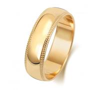 Wedding Band 18K D Shape Millgrain 6 mm-1.25 Wedding Ring - Size Y