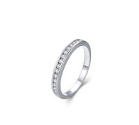 Wedding Band 2mm for Women Womens Rings Sterling Silver S925 Cubic-Zirconia Elegant Style with Zircon Size L 1/2 Gifts for Ladies Mother Simple