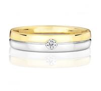 Wedding Band 9ct Diamond Wedding Two Tone Gents 5.0mm Ring RD723 - Size R