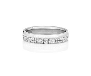 Wedding Band 9ct White Gold Diamond Wedding Micro Set 4.0mm Ring - Size J