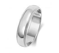 Wedding Band 9K D Shape Millgrain 5 mm-1.45 Wedding Ring W185WL - Size Y