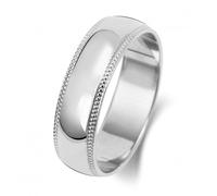 Wedding Band 9K D Shape Millgrain 6 mm-1.5 Wedding Ring W186WM - Size Y