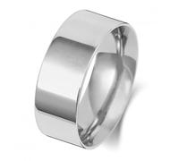 Wedding Band 9K Flat Court 8mm-1.25 Wedding Ring W128WL - - Size Q
