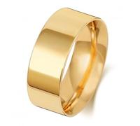 Wedding Band 9K Flat Court 8mm-1.8 Wedding Ring W128H - - Size Q