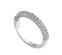 Wedding Band Fashion Jewelry 925 Sterling Silver Wedding Band Half Eternity Stackable Ring Engagement Wedding Anniversary Ring Size 6-10 (US 9)