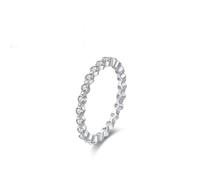 Wedding Band for Her 18K Gold, Eternity Solid White Gold Engagement Rings Real Promise Ring for Women Size J 1/2