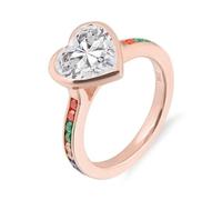 Wedding Band for Women Moissanite, Eternity Band Heart Ring 9K Rose Gold for Bride Size H 1/2