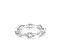 Wedding Band for Women Platinum, Eternity Rings Cross Design with Moissanite PT950 Silver Band Ring Size V 1/2