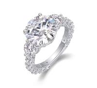 Wedding Band for Women Platinum, Small Engagement Ring with 4 Claws Round Moissanite 5ct PT950 Silver Band Ring Size J 1/2