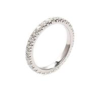 Wedding Band for Women White Gold, Simple Engagement Ring Moissanite Round Jewelry 14K White Gold for Mother Size M 1/2