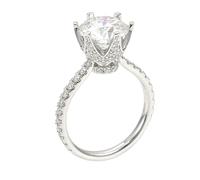 Wedding Band Gold 18K, Womens Engagement Rings Moissanite Round Jewelry 750 White Gold Gift for Wife Size M 1/2