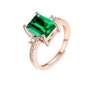 Wedding Band Green Tourmaline Ring Rose Gold Inlaid Colored Gemstone Ring Female Open Adjustable Index Finger (Green, 1. 08cm)