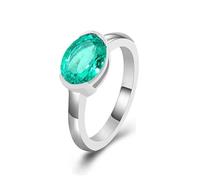 Wedding Band Ladies Green Wedding Ring 14K White Gold Lab Created Emerald Oval Size T 1/2 Premium for Aunt Anniversary Jewelry