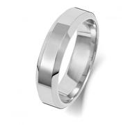 Wedding Band Platinum Wedding Bevelled Edge Ring WP145L - - Size X