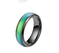 Wedding Band Rings for Men, Men Women 316L Stainless Steel Promise Ring Color Changing Mood Ring 6MM, Black, Size Z 1/2