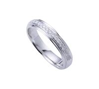 Wedding Band Rings for Wife White Gold, 9 Carat Solid Real Gold Promise Rings Simple 4MM Engagement Bands with Diamond Size N 1/2