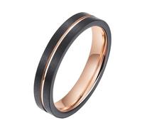 Wedding Band Rings for Women 4Mm, Women Tungsten Ring Rose Gold Black Size J 1/2 Matte Brushed 4mm Polished Groove for Mother Anniversary
