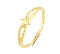 Wedding Band Rings for Women Gold, Rustic Wedding Band Infinity Star 18K Yellow Gold Size V 1/2
