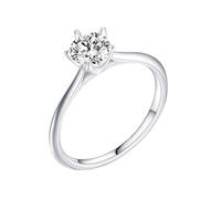 Wedding Band Rings, Wedding Band Women Round Solitaire with Moissanite 9K White Gold Size J 1/2