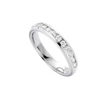 Wedding Band Set, Wedding Rings Ladies Silver with 0.3Ct Diamond 9K White Gold Size J 1/2