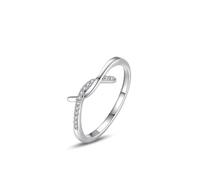 Wedding Band Thin, Lab Created Diamond Rings Bands for Women Geometric Silver with Round Shape Lab Created Diamond 14K White Gold Size L 1/2