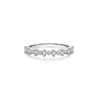 Wedding Band Thin, Womens Silver Ring Geometric with Round Shape Lab Created Diamond Pt950 Size P 1/2