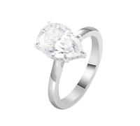 Wedding Band Unique Engagement Ring Pear Shaped 18K White Gold Moissanite Teardrop Solitaire Size K 1/2 Modern for Wife Cocktail Jewelry