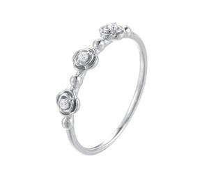 Wedding Band Unique, Moissanite Rings Bridal Set Roses with Round Shape Moissanite 14K White Gold Size H 1/2