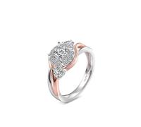 Wedding Band Unique, Simple Wedding Ring Bicolor Gold with Round Moissanite 2Ct 9K White Gold and Rose Gold Size K 1/2