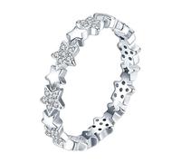 Wedding Band Unique, The Promise Ring 9K White Gold Star with Round Moissanite Size J 1/2