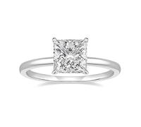 Wedding Band Vintage, White Gold Engagement Rings for Women Vintage 14K Solitaire with Square Moissanite Size S 1/2