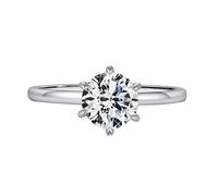Wedding Band White Gold, Engagement Bands for Women 9K Gold with White Round Shape Moissanite with Jewelry Box Size P 1/2