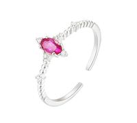 Wedding Band White Gold Women, Engagement Rings 9K Gold Corundum 3X5mm Oval Shape Adjustable Ring Trendy Jewelry for Wife Size P 1/2