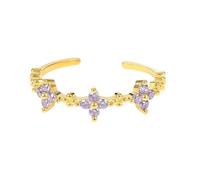 Wedding Band Women Gold, Engagement Ring 9K Yellow Gold Amethyst Round Shape Adjustable Ring Comfort Fit Size P 1/2