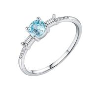 Wedding Bands 14K White Gold, Womens Rings Topaz 4.5X4.5mm with Blue Round Shape Comfort Fit Size K 1/2
