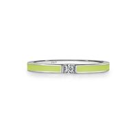 Wedding Bands 2mm Wedding Ring Sterling Silver S925 Cubic-Zirconia Green Tape with Solitaire Size P 1/2 Gifts for Ladies Mother Modern