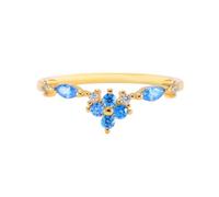 Wedding Bands for Her Gold Promise Rings for Women 14K Au585 Size S 1/2 White Round Moissanite Stackable for Sister Elegant