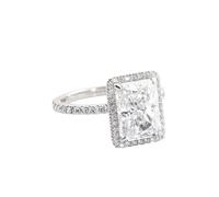Wedding Bands for Her, Promise Ring to Self with White Rectangle Shape Moissanite 9K White Gold Size X 1/2