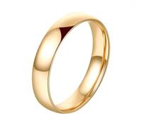 Wedding Bands for Men Gold Wedding Rings 18K Simple Round Size N 1/2 Modern for Gay Valentines Day Jewelry