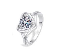 Wedding Bands for Women, Set Wedding Ring 18K White Gold Infinity Heart with Lab Diamond Size L 1/2