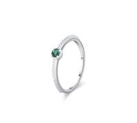 Wedding Bands for Women White Gold, Engagement Ring Stackable Simple Solitaire 0.1ct Round Lab Emerald Au375 9K White Gold Band Ring Size Q 1/2