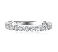 Wedding BandWomen, Favorite Things Presents for Women Zircon Pave Ring Round Silver Plated for Valentine's Day