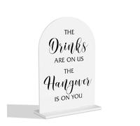 Wedding Bar Sign The Drinks Are On Us The Hangover Bar Sign for Wedding Engagement Bridal Shower Ceremony Reception Event Party Table Acrylic Decor