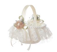 Wedding Basket Portable Western Wedding Decorative Flower Baskets With Lace Rose Girl Storage Basket For Anniversary For Flower Girl