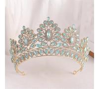 Wedding Big Crown Princess Headdress Crystal Bridal Tiaras Rhinestone Diadem Wedding Hair Jewelry Accessories Gold EN8 Opal