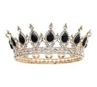 Wedding Birthday Party Baroque Round Crown Alloy King Queen Headdress Headpiece Photo Props Gift, Silver, Moissanite