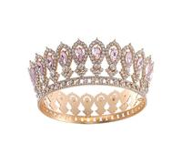 Wedding Birthday Party Full Diamonds Crown Baroque Queen Round Headdress Headpiece Photo Props Gift, Silver, Moissanite