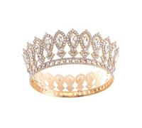 Wedding Birthday Party Full Diamonds Crown Baroque Queen Round Headdress Headpiece Photo Props Gift, Silver, Moissanite