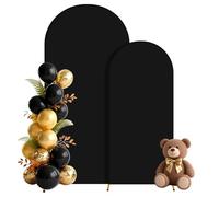 Wedding Black Arch Cover Set of 2 (7.2ft/7ft) Spandex Fitted Round Top Chiara Arch Backdrop Cover for Wedding Baby Shower Birthday Party Photography Decoration Arch Covers Stretchy Backdrop